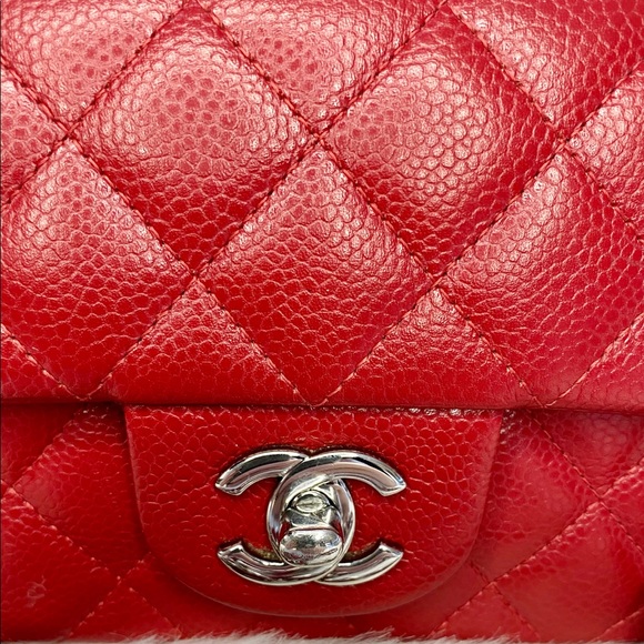 🖤SOLD🖤 Chanel Caviar Red Mini Rectangular Flap - Picture 3 of 7